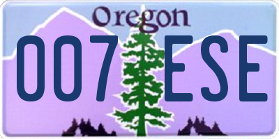 OR license plate 007ESE