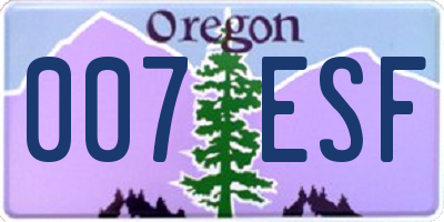 OR license plate 007ESF