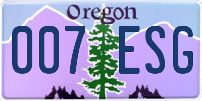 OR license plate 007ESG