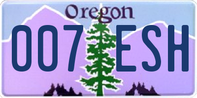 OR license plate 007ESH