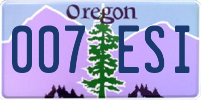 OR license plate 007ESI