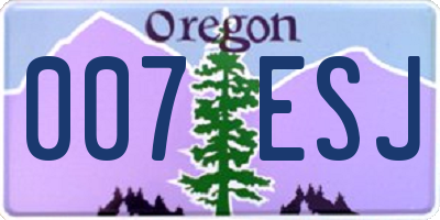 OR license plate 007ESJ