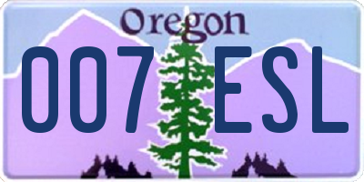 OR license plate 007ESL