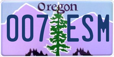 OR license plate 007ESM