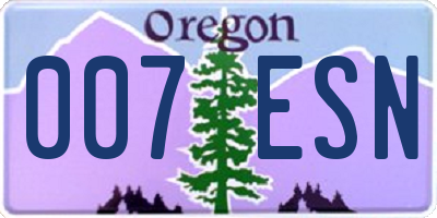 OR license plate 007ESN