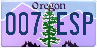 OR license plate 007ESP