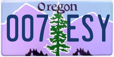 OR license plate 007ESY