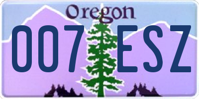 OR license plate 007ESZ