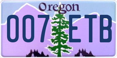 OR license plate 007ETB