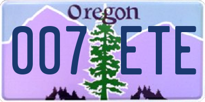 OR license plate 007ETE