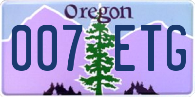 OR license plate 007ETG