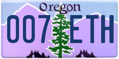 OR license plate 007ETH