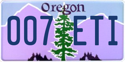 OR license plate 007ETI