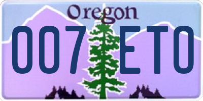 OR license plate 007ETO
