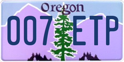 OR license plate 007ETP