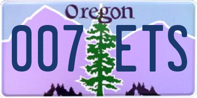 OR license plate 007ETS
