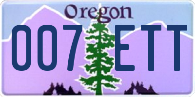 OR license plate 007ETT