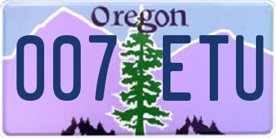 OR license plate 007ETU