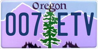 OR license plate 007ETV