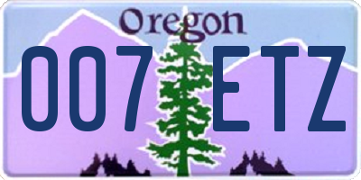 OR license plate 007ETZ