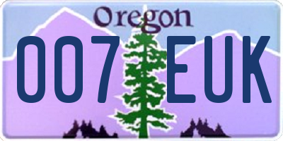OR license plate 007EUK