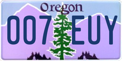 OR license plate 007EUY