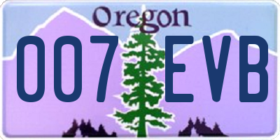 OR license plate 007EVB