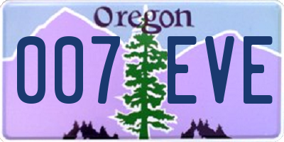 OR license plate 007EVE