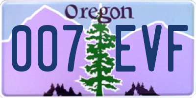 OR license plate 007EVF