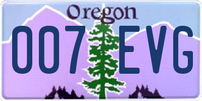 OR license plate 007EVG