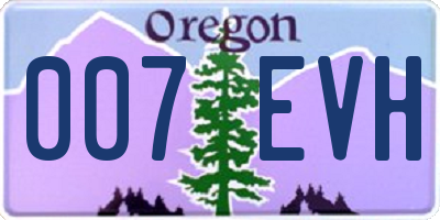 OR license plate 007EVH