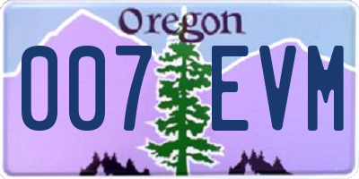OR license plate 007EVM