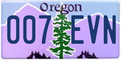 OR license plate 007EVN