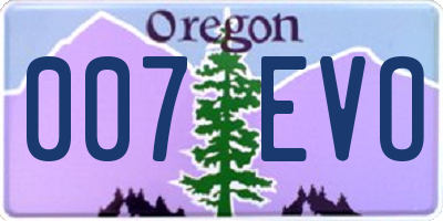 OR license plate 007EVO