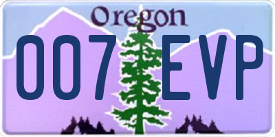 OR license plate 007EVP