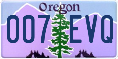 OR license plate 007EVQ