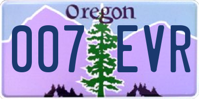 OR license plate 007EVR