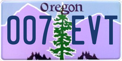 OR license plate 007EVT