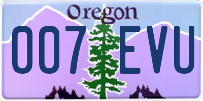 OR license plate 007EVU