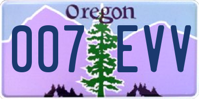 OR license plate 007EVV