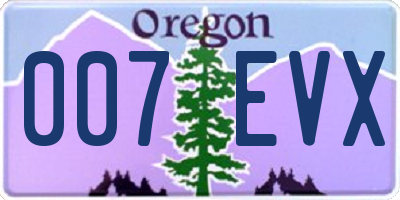 OR license plate 007EVX