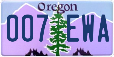 OR license plate 007EWA