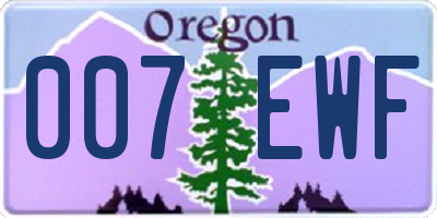 OR license plate 007EWF