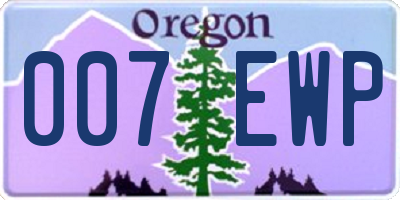OR license plate 007EWP