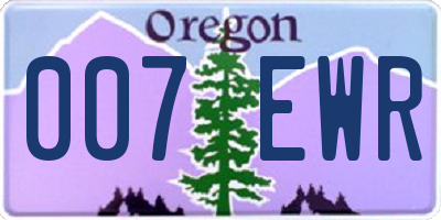 OR license plate 007EWR