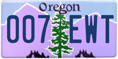 OR license plate 007EWT