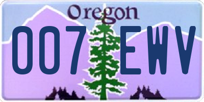 OR license plate 007EWV