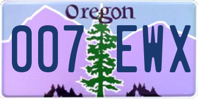 OR license plate 007EWX