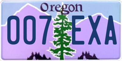 OR license plate 007EXA