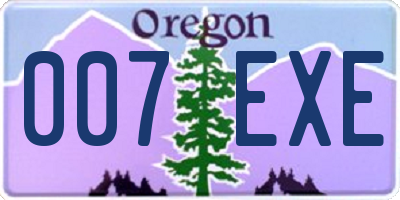 OR license plate 007EXE